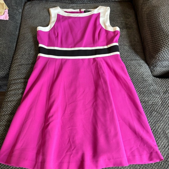 Evan Picone Black Label Dress 18 Purple‎  Stripe Sleeveless Sheath Career - Picture 1 of 8